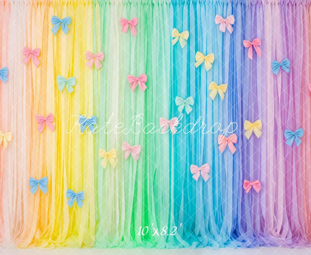 Kate Rainbow Tulle Bow Curtains Backdrop Designed by Patty Robert - Image 6