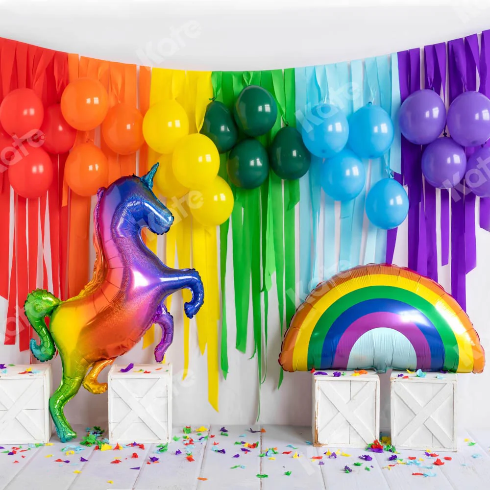 Kate Rainbow Unicorn Birthday Balloon Backdrop Designed by Emetselch - Image 2