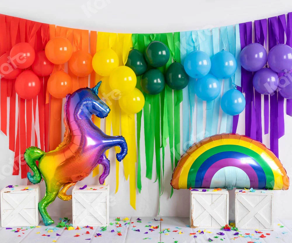 Kate Rainbow Unicorn Birthday Balloon Backdrop Designed by Emetselch - Image 3