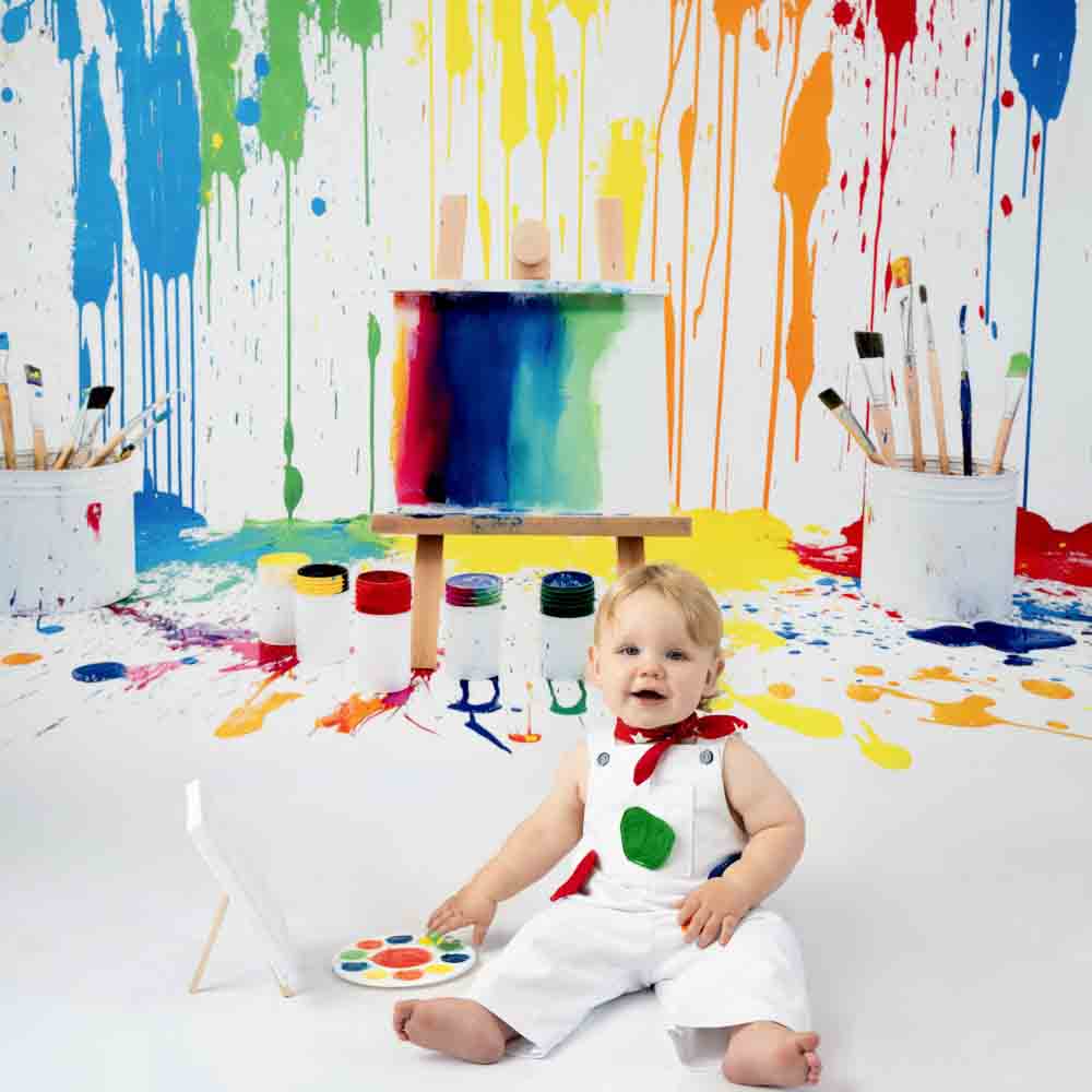 Kate Rainbow Watercolor Graffiti Painting Wall Backdrop Designed by Kerry Anderson - Image 3