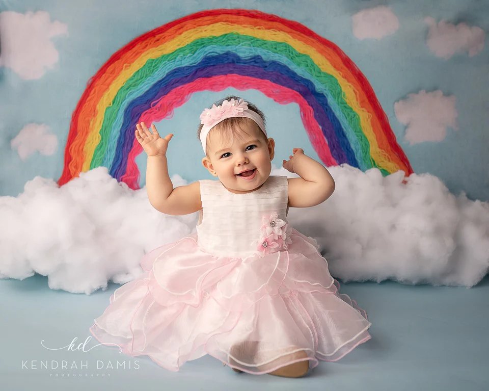 Kate Rainbows and Clouds Children Backdrop for Photography Designed by Erin Larkins - Image 5
