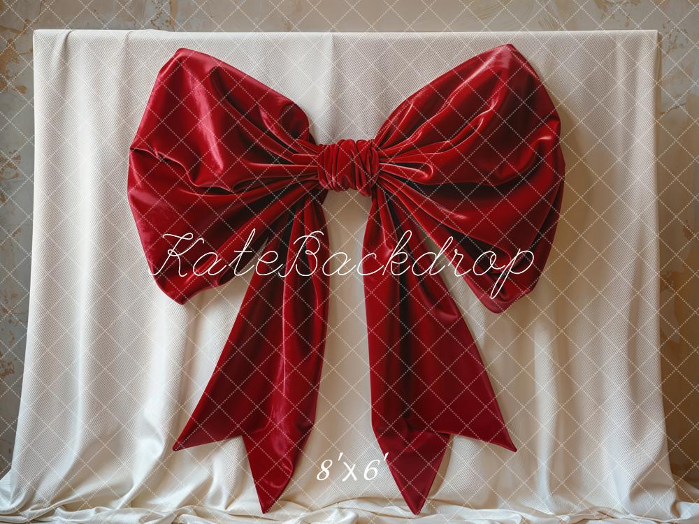 Kate Red Big Bow Elegant Fabric Backdrop Designed by Emetselch - Image 3