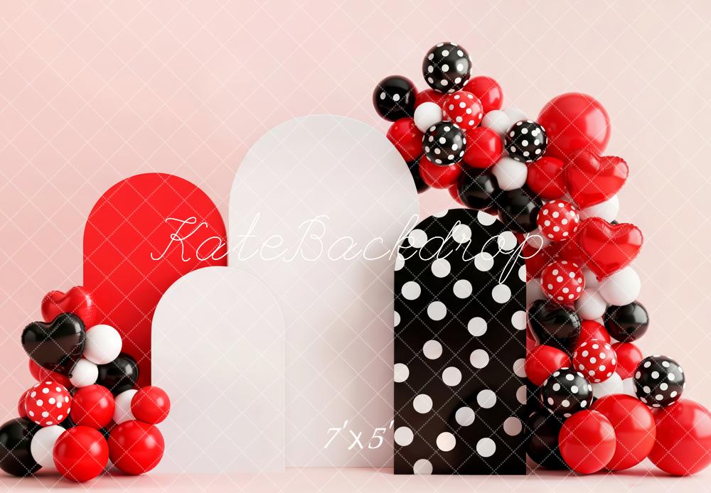 Kate Red Black White Balloons Cake Smash Backdrop Designed by Patty Robert