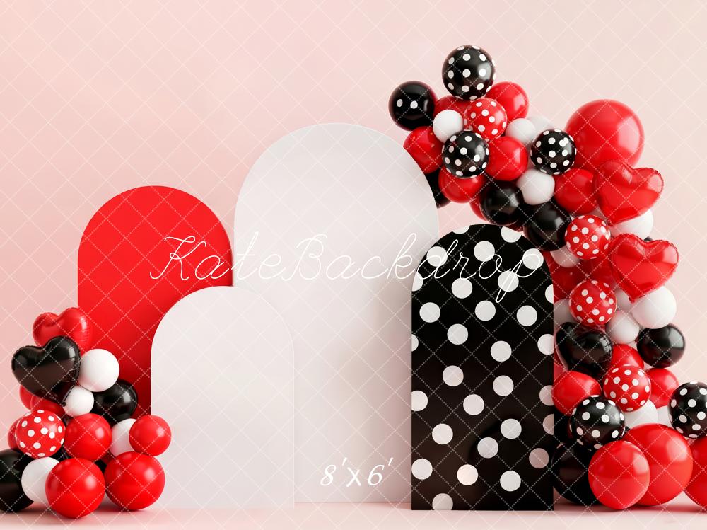 Kate Red Black White Balloons Cake Smash Backdrop Designed by Patty Robert - Image 3