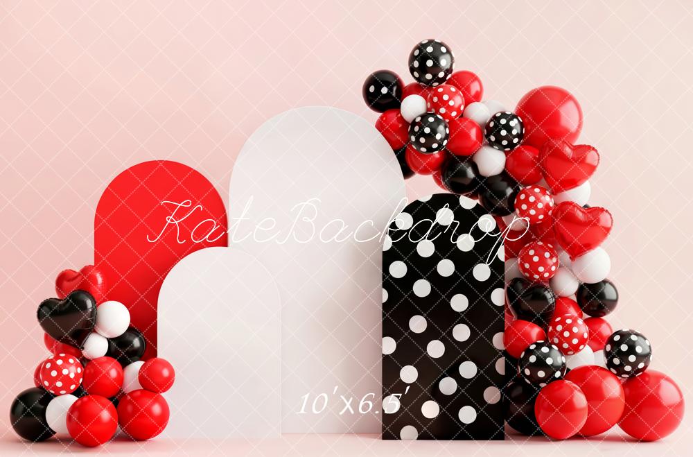 Kate Red Black White Balloons Cake Smash Backdrop Designed by Patty Robert - Image 4