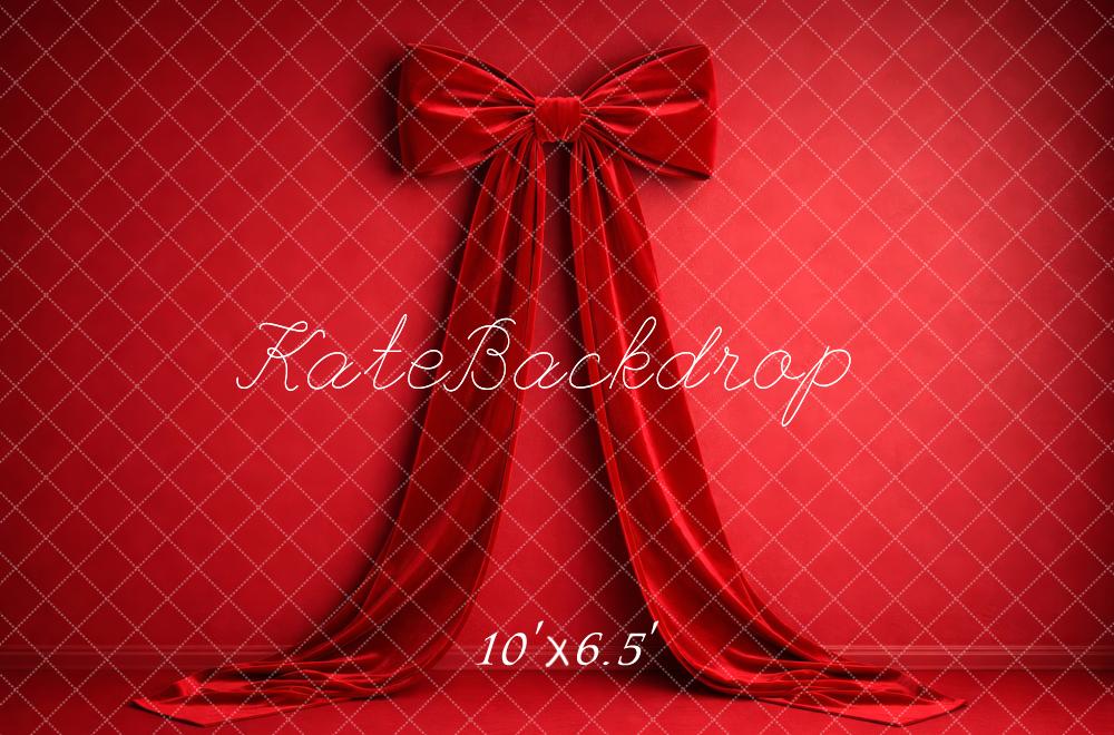 Kate Red Bow Draped Fabric Fleece Backdrop Designed by Megan Leigh Photography - Image 2