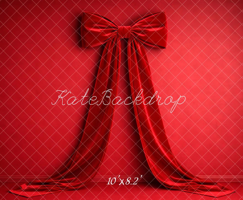 Kate Red Bow Draped Fabric Fleece Backdrop Designed by Megan Leigh Photography - Image 3