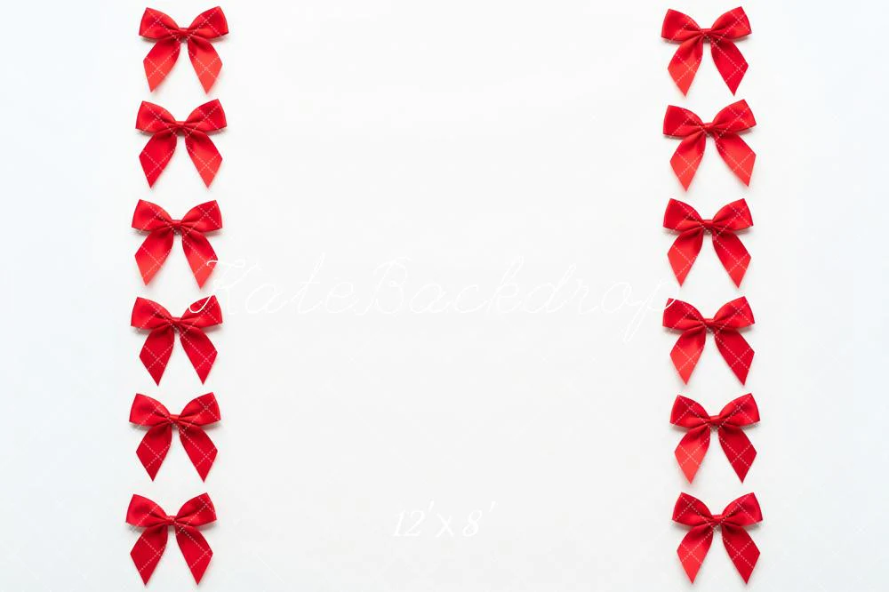 Kate Red Bows Border White Fleece Backdrop Designed by Patty Robert - Image 4
