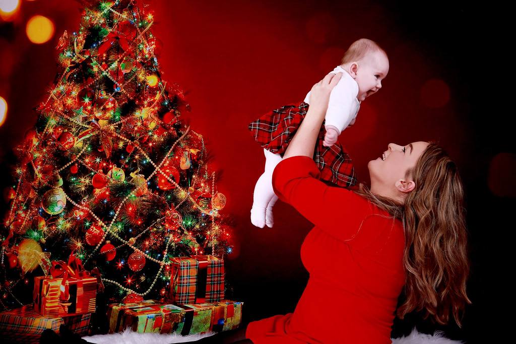 Kate Red Christmas Light Bokeh Backdrop Decoration for Home