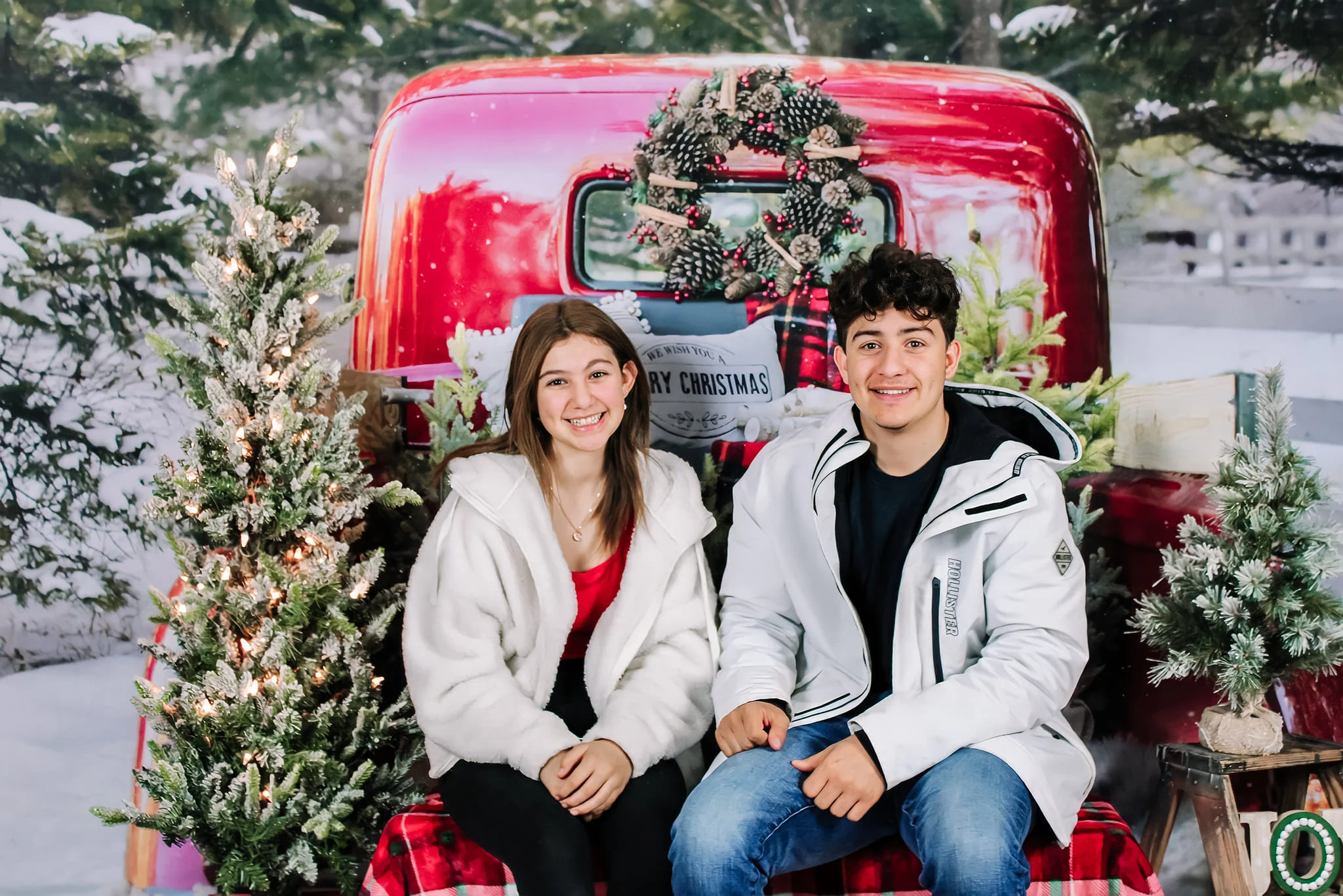 Kate Red Christmas Truck in Snow Backdrop Designed by Mandy Ringe Photography - Image 6