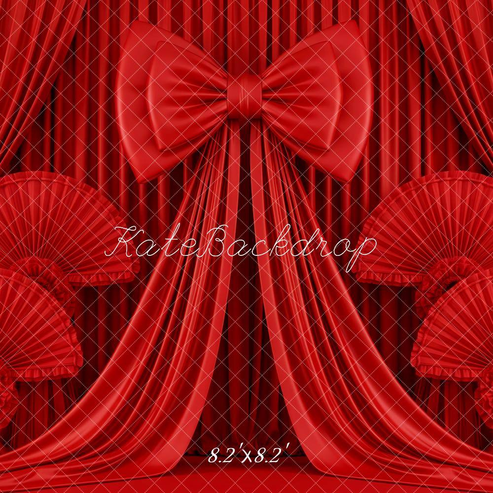 Kate Red Curtains Bow Fans Backdrop Designed by Patty Robert - Image 9