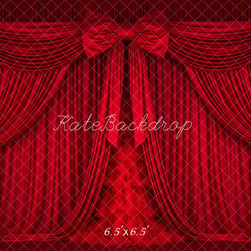 Kate Red Curtains Bow Stage Backdrop Designed by Patty Robert - Image 2