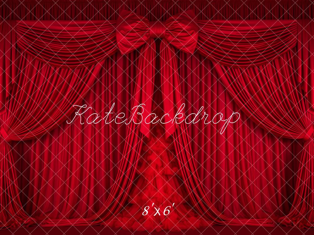 Kate Red Curtains Bow Stage Backdrop Designed by Patty Robert - Image 3