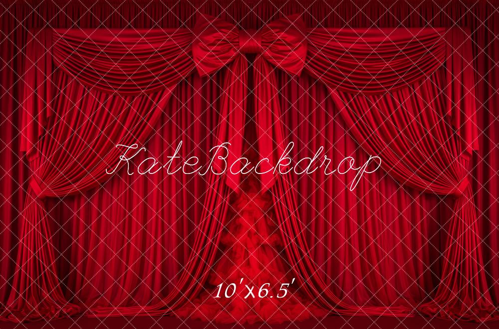 Kate Red Curtains Bow Stage Backdrop Designed by Patty Robert - Image 4