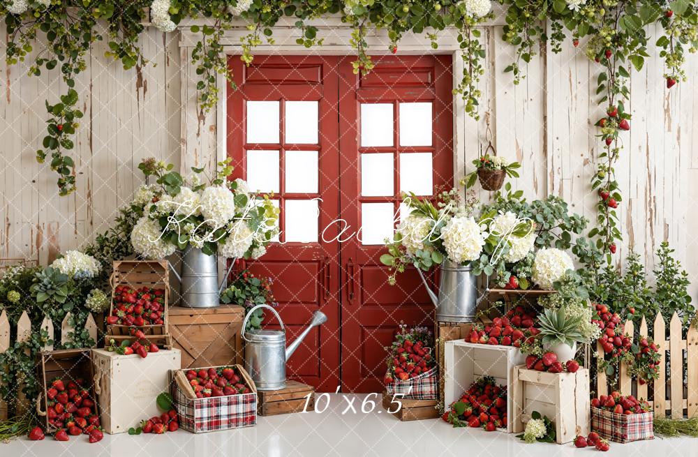 Kate Red Door Strawberries Fleece Backdrop Designed by Emstselch - Image 2