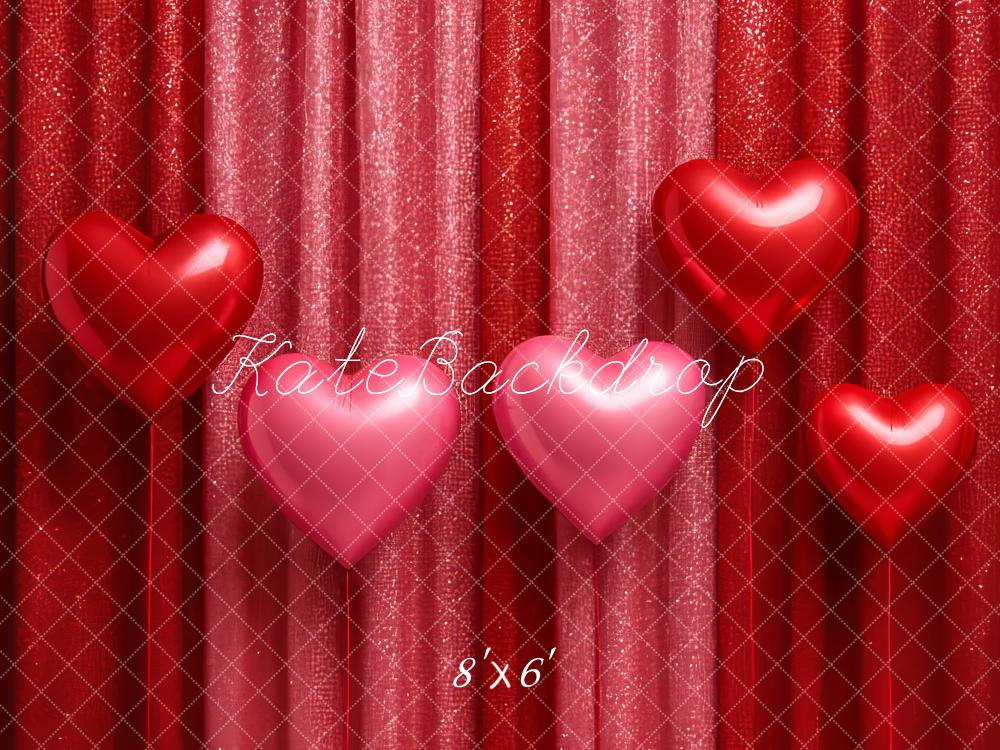 Kate Red Glitter Curtains Heart Balloons Backdrop Designed by Megan Leigh Photography - Image 3