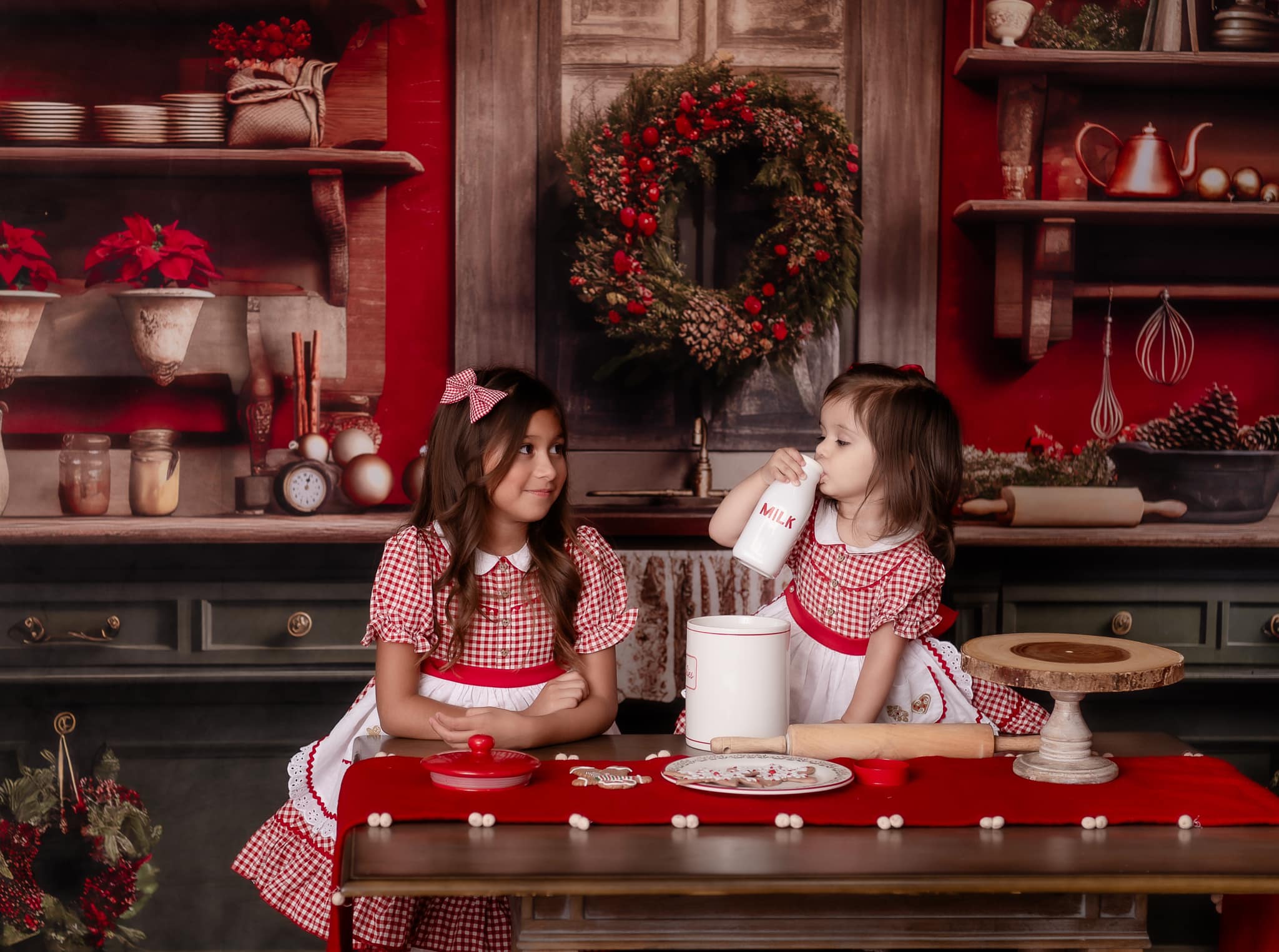 Kate Red&Green Christmas Kitchen Backdrop Designed by Mandy Ringe Photography - Image 5