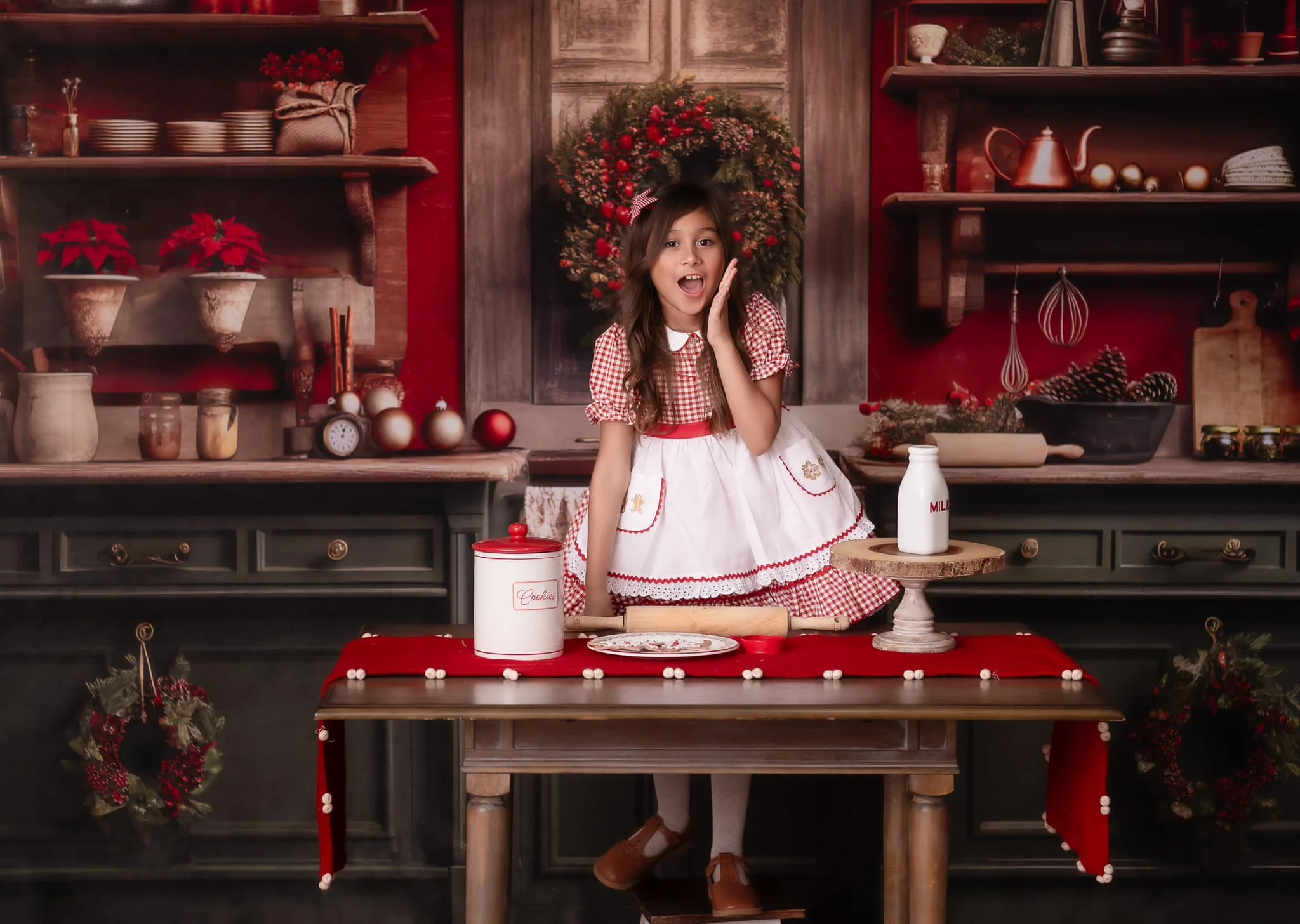 Kate Red&Green Christmas Kitchen Backdrop Designed by Mandy Ringe Photography - Image 7