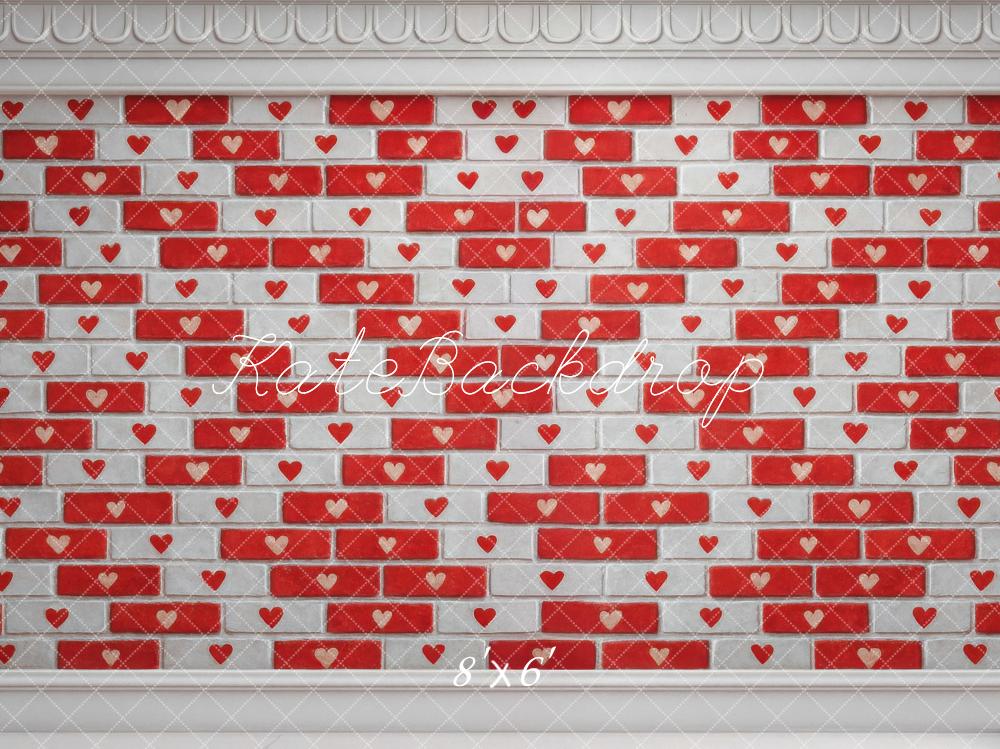 Kate Red Heart Brick Wall Backdrop Designed by Mini MakeBelieve - Image 3
