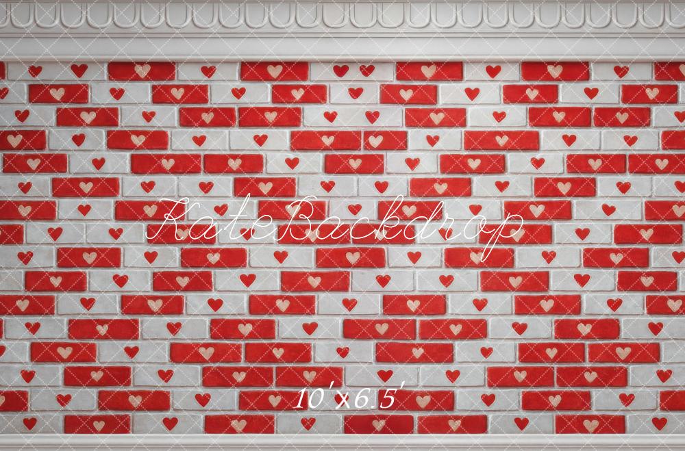 Kate Red Heart Brick Wall Backdrop Designed by Mini MakeBelieve - Image 4