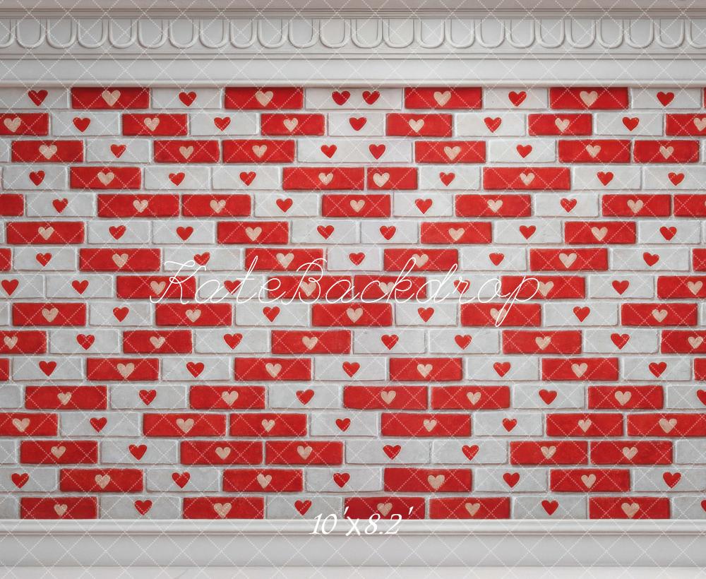 Kate Red Heart Brick Wall Backdrop Designed by Mini MakeBelieve - Image 6