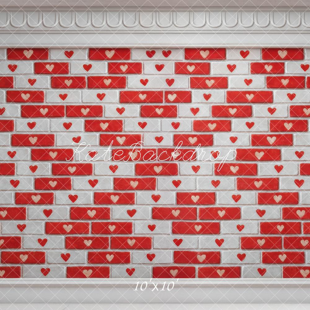 Kate Red Heart Brick Wall Backdrop Designed by Mini MakeBelieve - Image 7