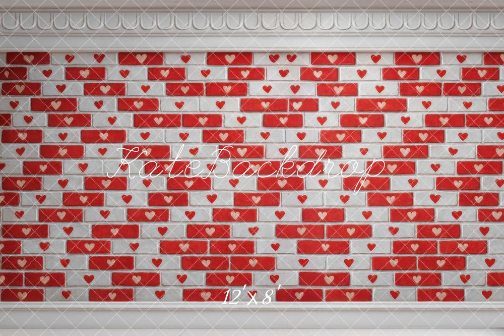 Kate Red Heart Brick Wall Backdrop Designed by Mini MakeBelieve - Image 8