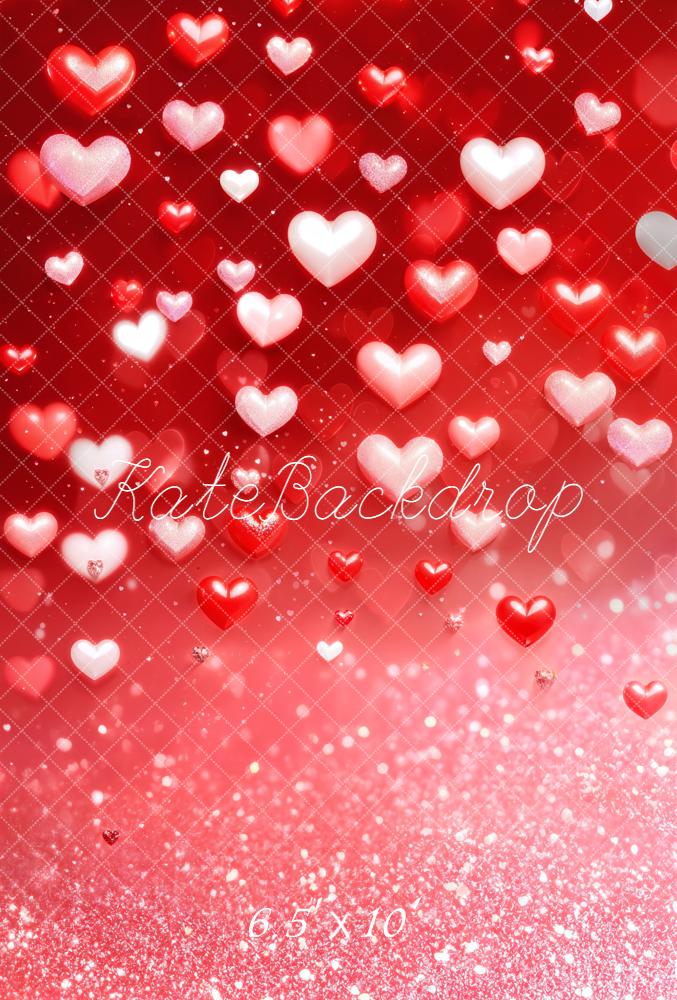 Kate Red Hearts Sparkle Bokeh Fleece Backdrop Designed by Emetselch - Image 2