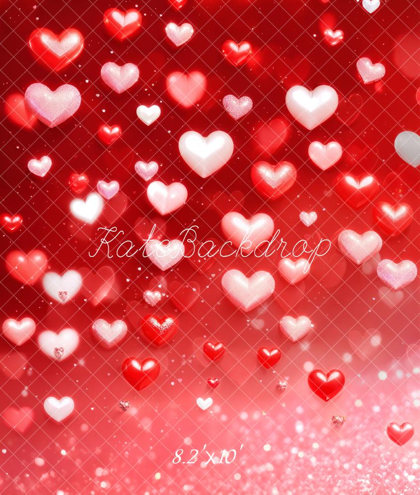 Kate Red Hearts Sparkle Bokeh Fleece Backdrop Designed by Emetselch - Image 3