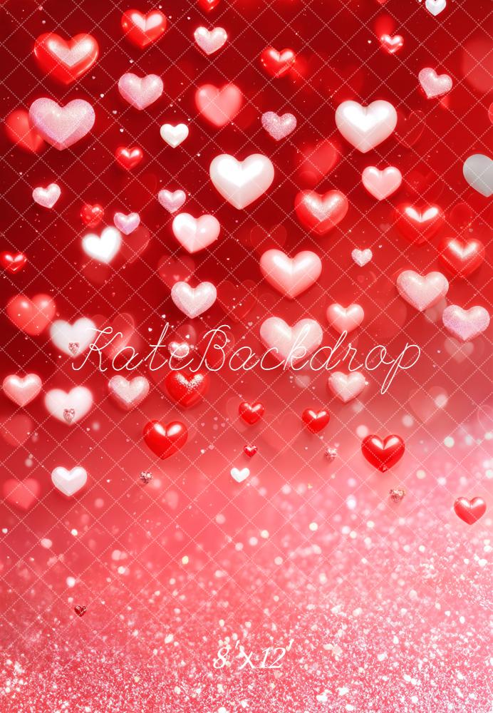 Kate Red Hearts Sparkle Bokeh Fleece Backdrop Designed by Emetselch - Image 4