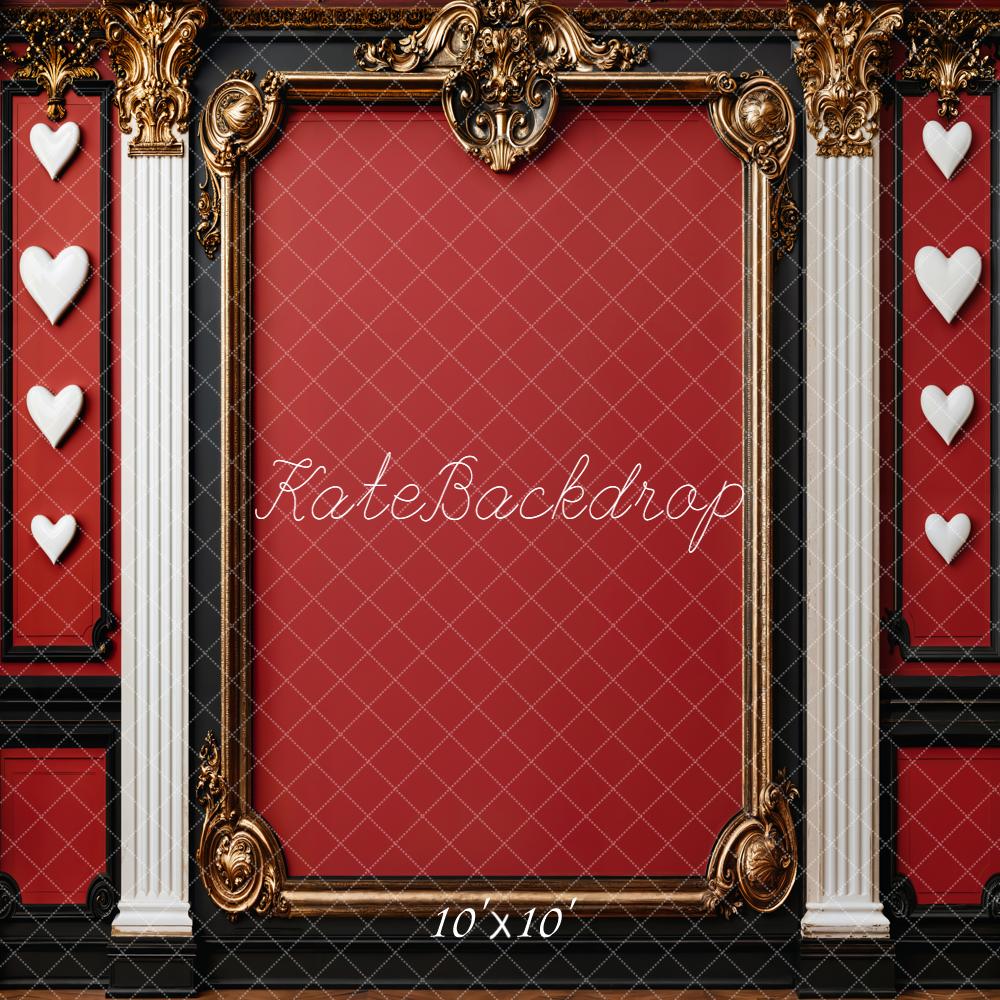 Kate Red Ornate Frame White Columns Wall Backdrop Designed by Emetselch - Image 11