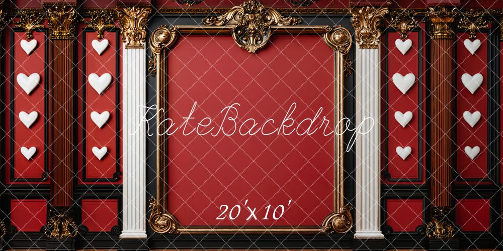 Kate Red Ornate Frame White Columns Wall Backdrop Designed by Emetselch - Image 12