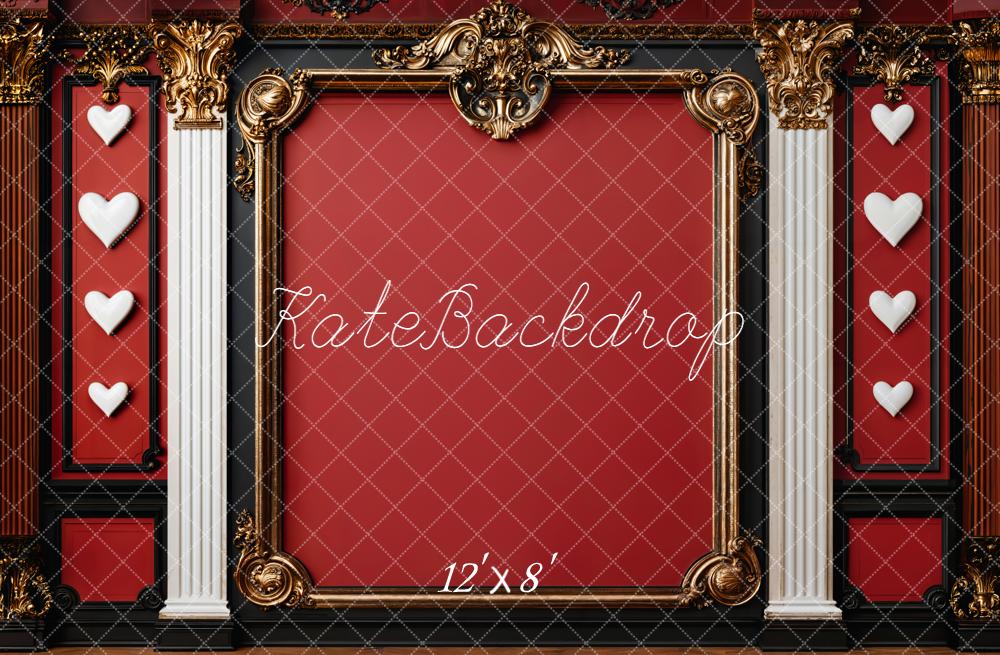 Kate Red Ornate Frame White Columns Wall Backdrop Designed by Emetselch - Image 13