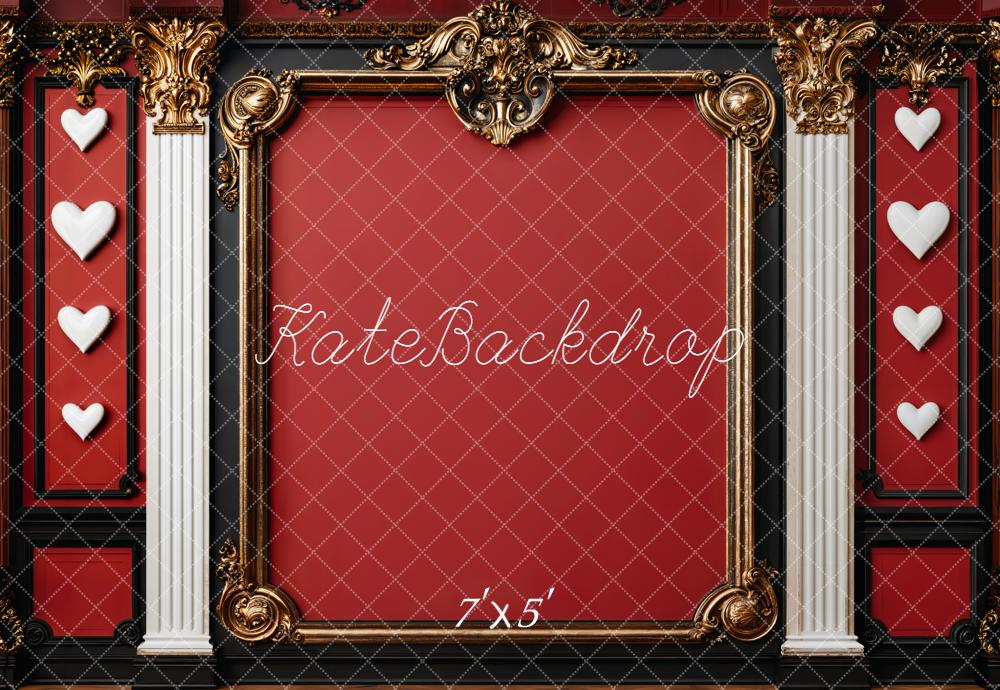 Kate Red Ornate Frame White Columns Wall Backdrop Designed by Emetselch - Image 2