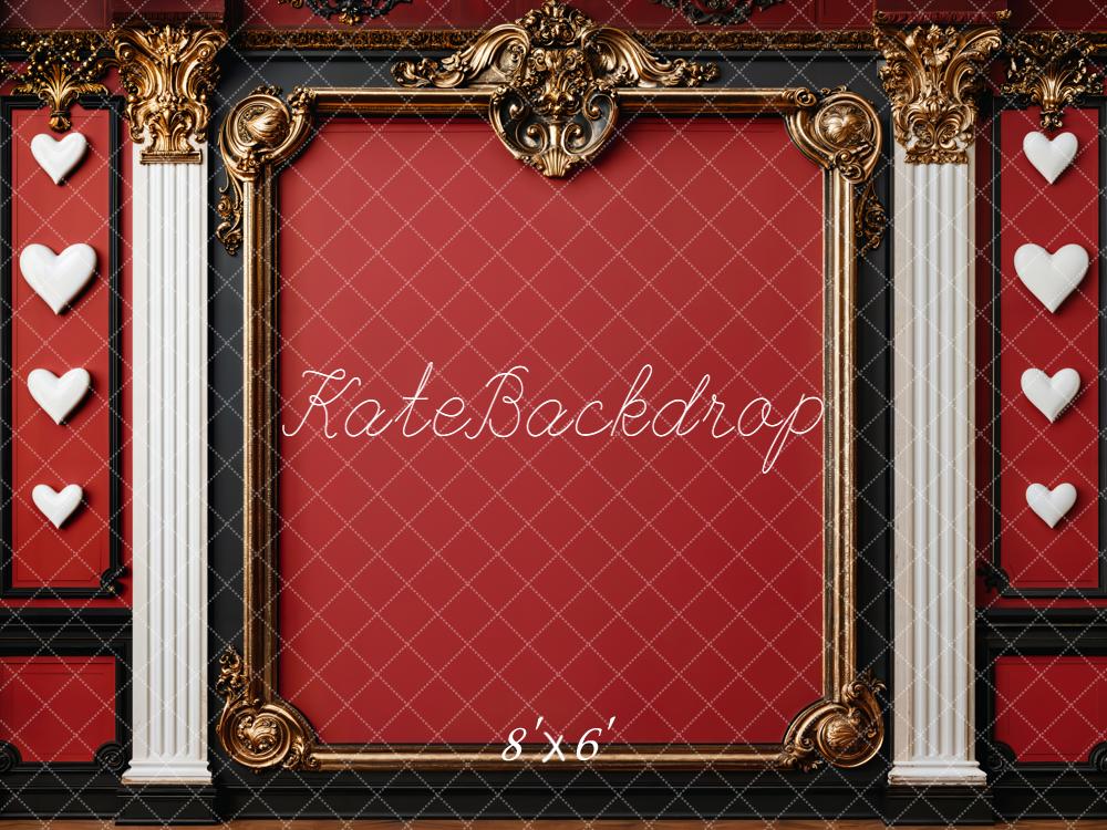 Kate Red Ornate Frame White Columns Wall Backdrop Designed by Emetselch - Image 7