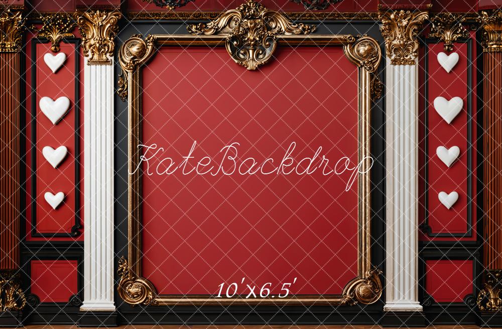 Kate Red Ornate Frame White Columns Wall Backdrop Designed by Emetselch - Image 8