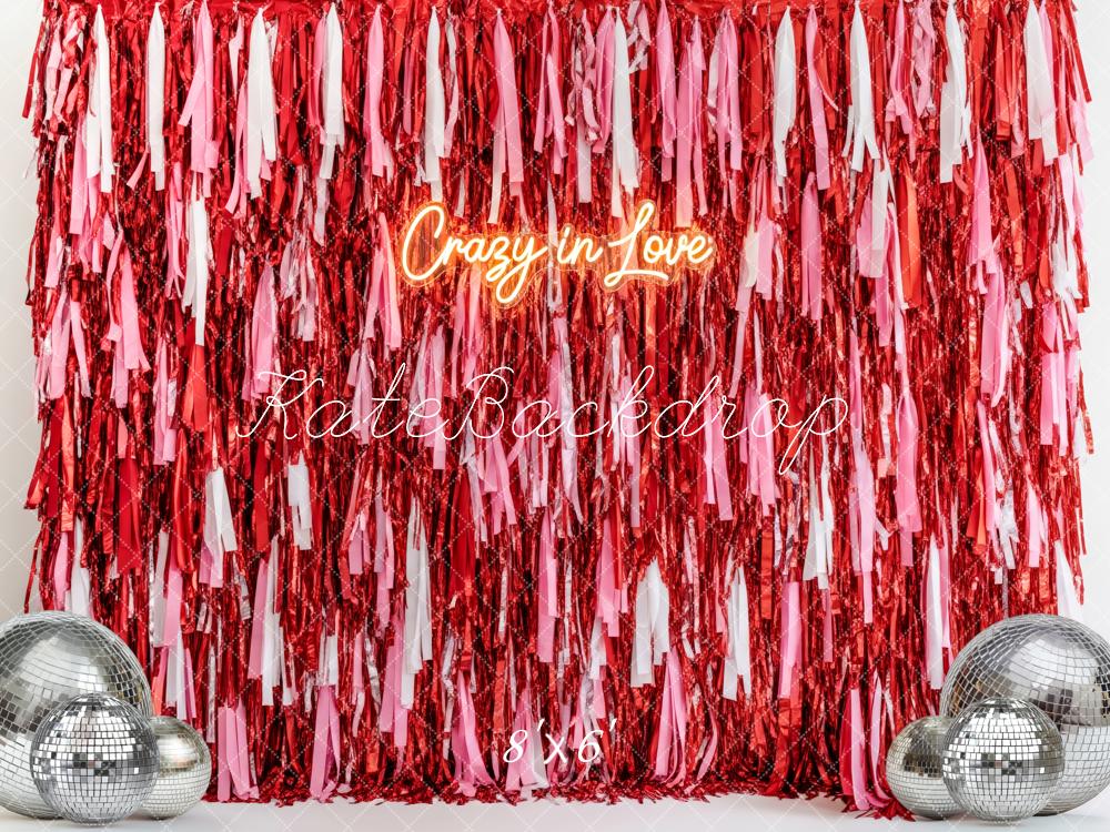 Kate Red Pink Fringe Streamers Disco Balls Backdrop Designed by Patty Robert - Image 3