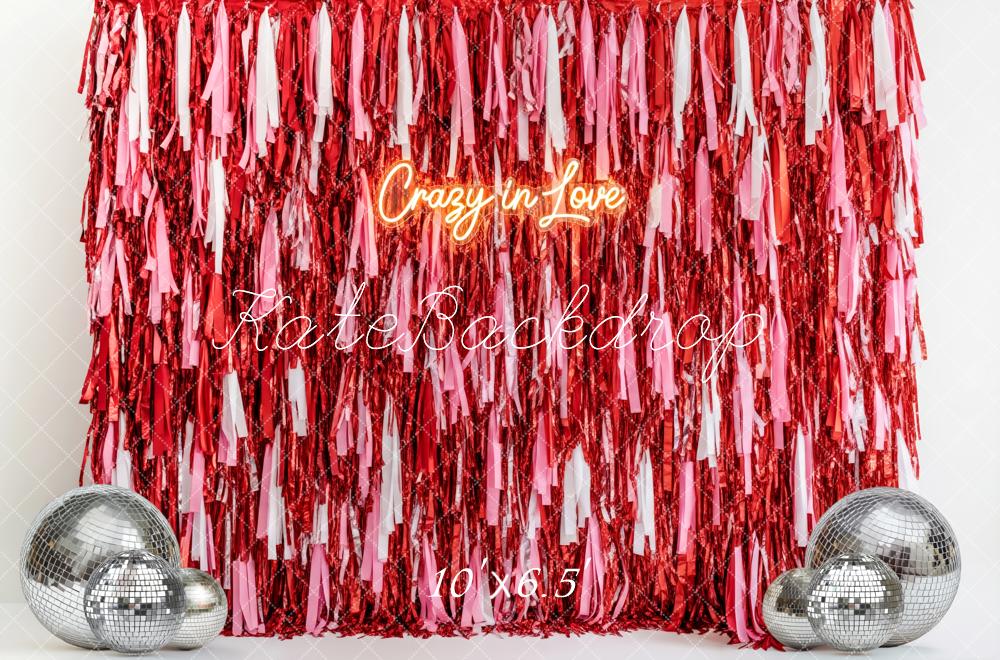 Kate Red Pink Fringe Streamers Disco Balls Backdrop Designed by Patty Robert - Image 4