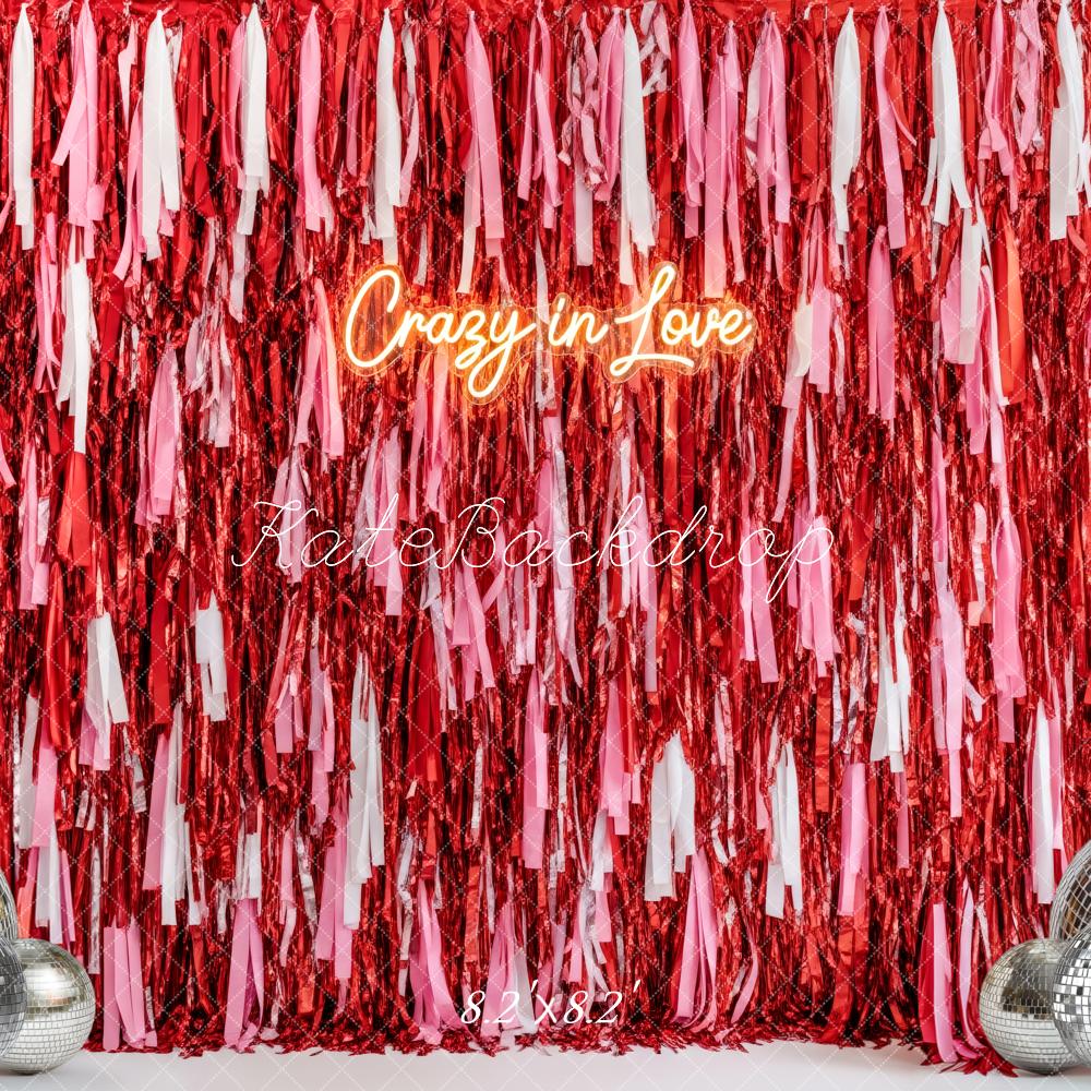 Kate Red Pink Fringe Streamers Disco Balls Backdrop Designed by Patty Robert - Image 5