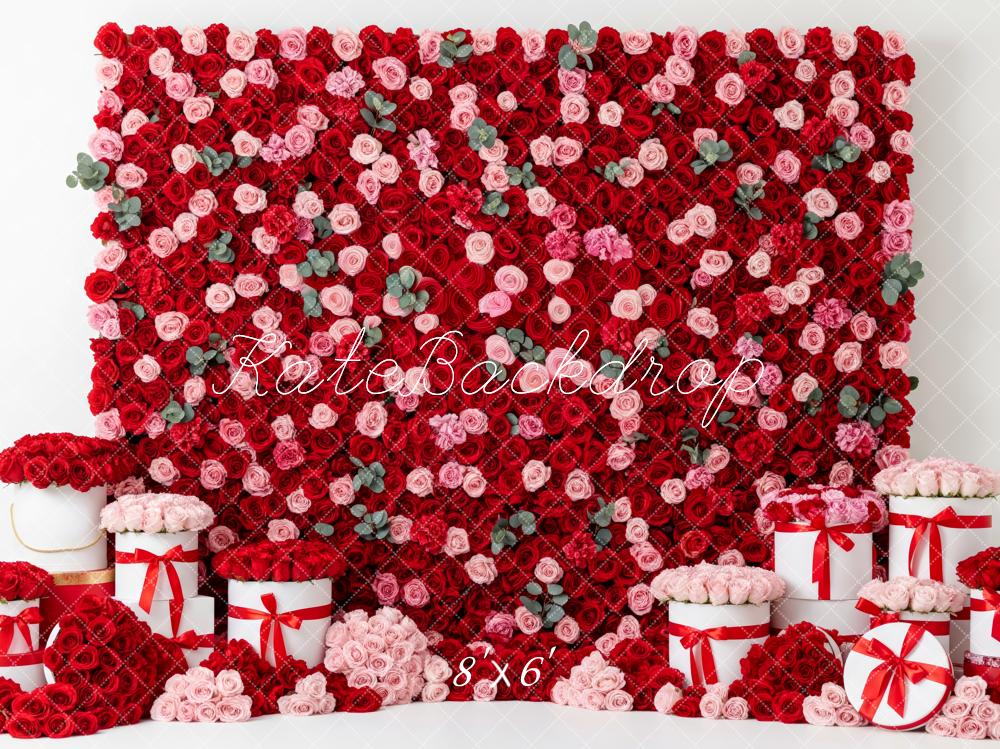 Kate Red Pink Rose Wall Fleece Backdrop Designed by Patty Robert
