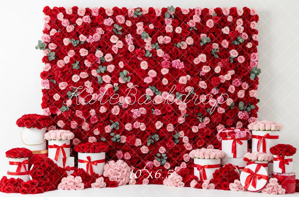 Kate Red Pink Rose Wall Fleece Backdrop Designed by Patty Robert - Image 2