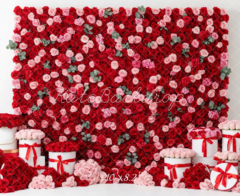 Kate Red Pink Rose Wall Fleece Backdrop Designed by Patty Robert - Image 3
