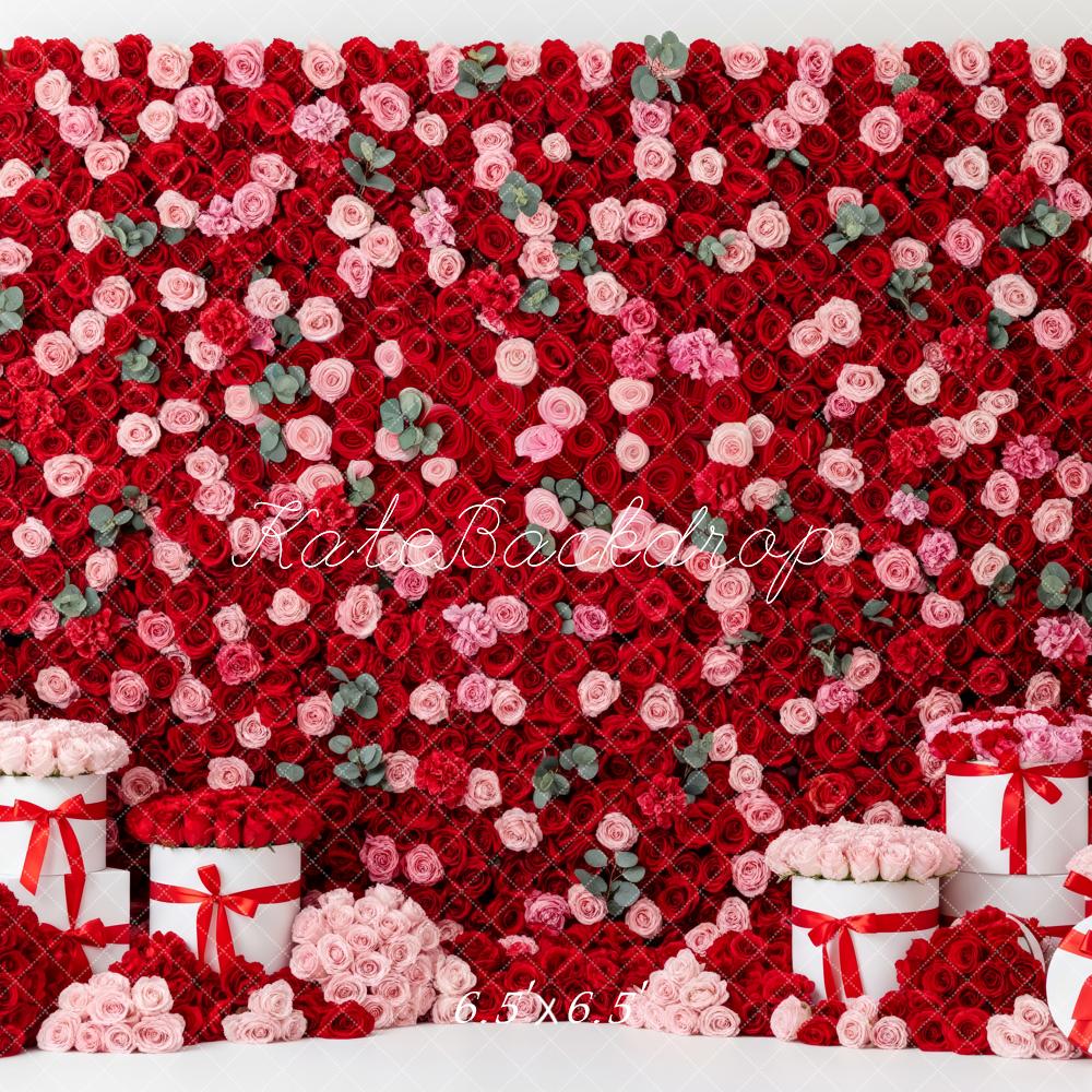 Kate Valentine Red Pink Roses Wall Backdrop Designed by Patty Robert - Image 2