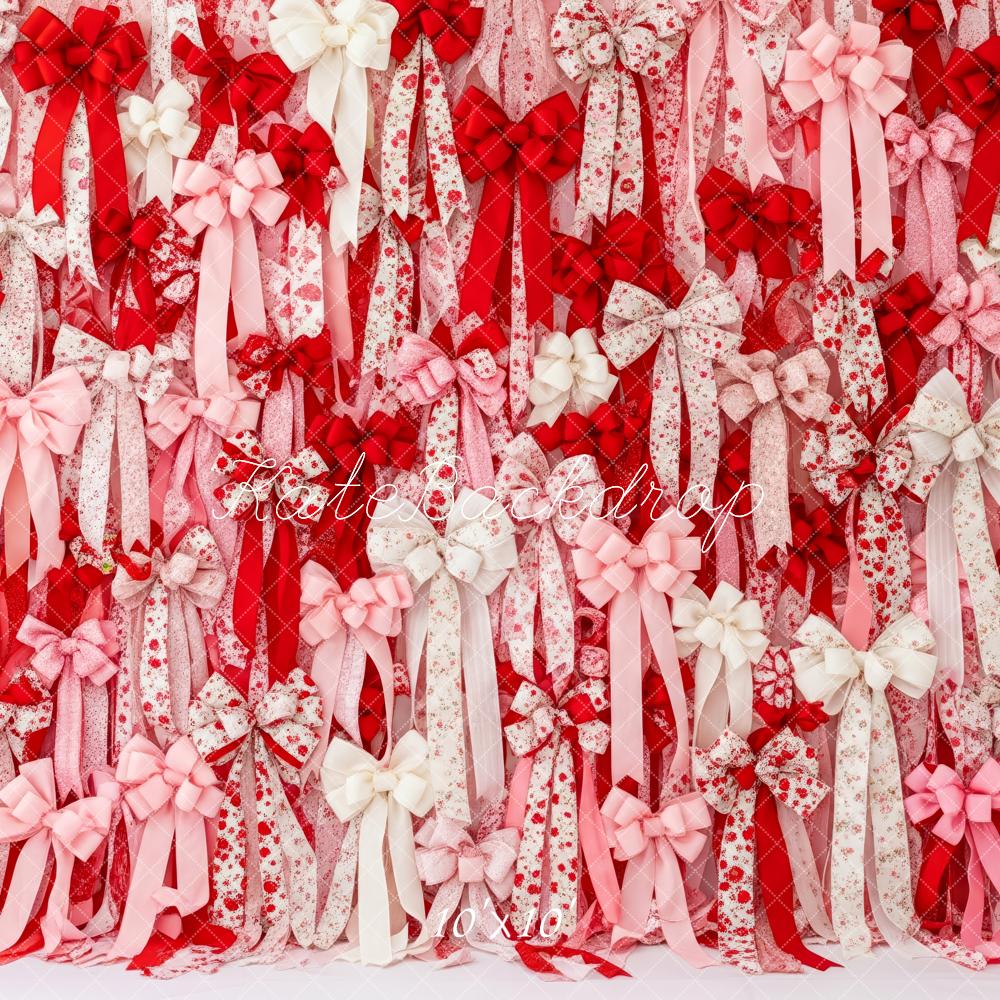 Kate Valentine Red Pink White Ribbons Bows Backdrop Designed by Patty Robert - Image 14