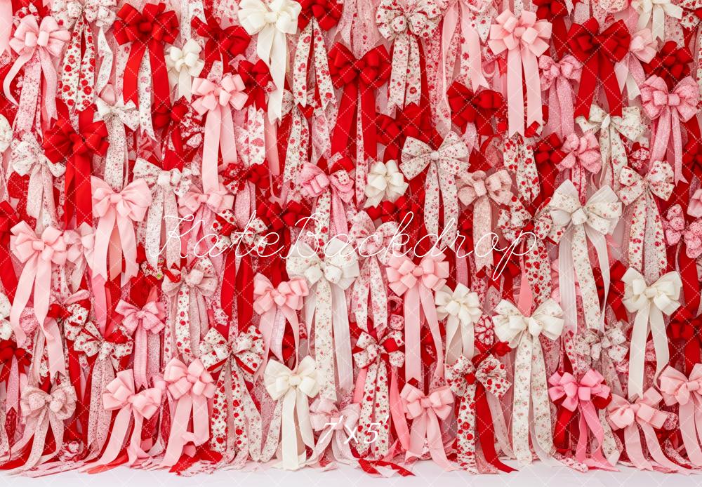 Kate Valentine Red Pink White Ribbons Bows Backdrop Designed by Patty Robert - Image 2