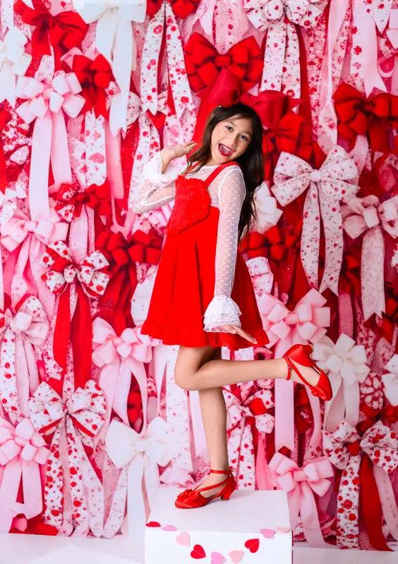 Kate Valentine Red Pink White Ribbons Bows Backdrop Designed by Patty Robert - Image 4