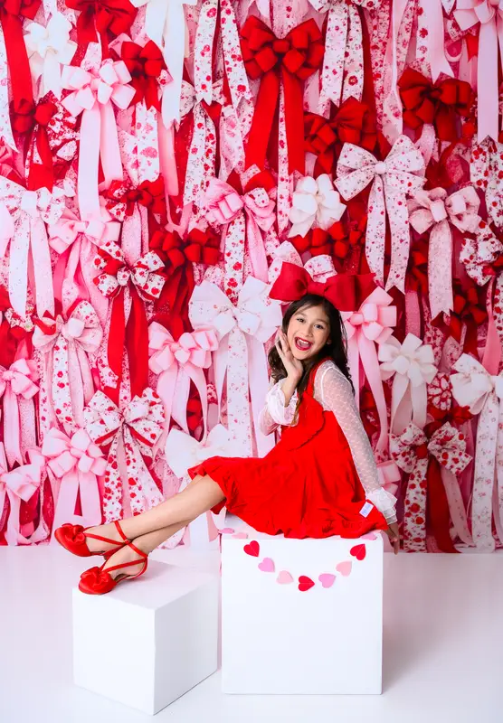 Kate Valentine Red Pink White Ribbons Bows Backdrop Designed by Patty Robert - Image 8