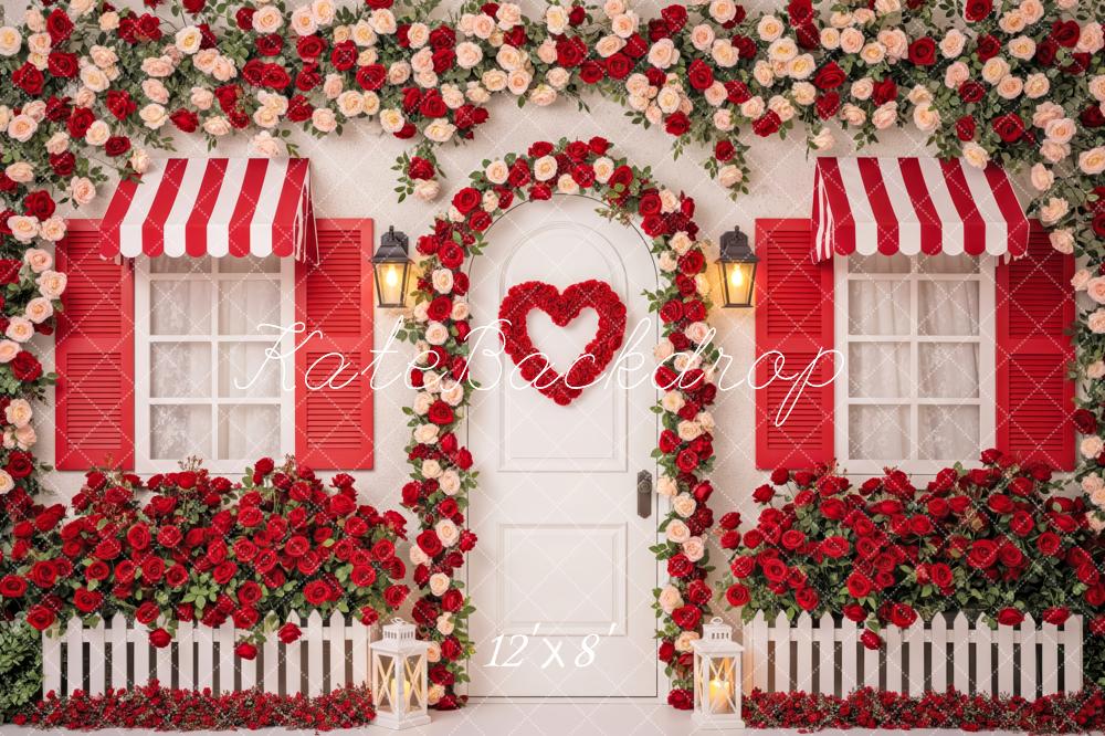 Kate Valentine Red Rose Cottage Striped Awning Backdrop Designed by Patty Robert - Image 10
