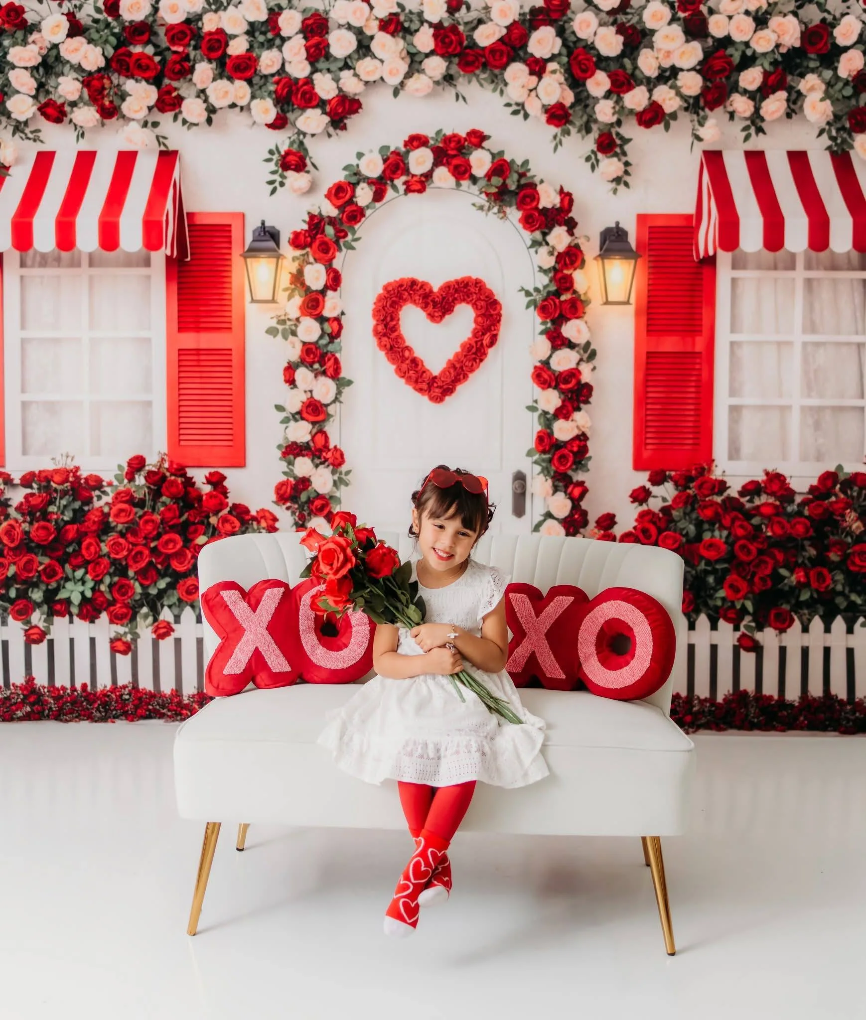 Kate Valentine Red Rose Cottage Striped Awning Backdrop Designed by Patty Robert - Image 3