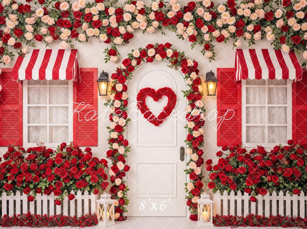 Kate Valentine Red Rose Cottage Striped Awning Backdrop Designed by Patty Robert - Image 5